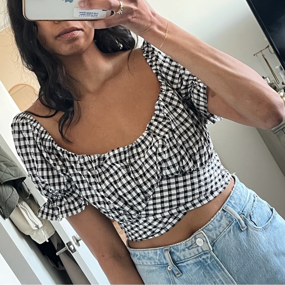 Petal + Pup | Black and White Gingham Women's Top